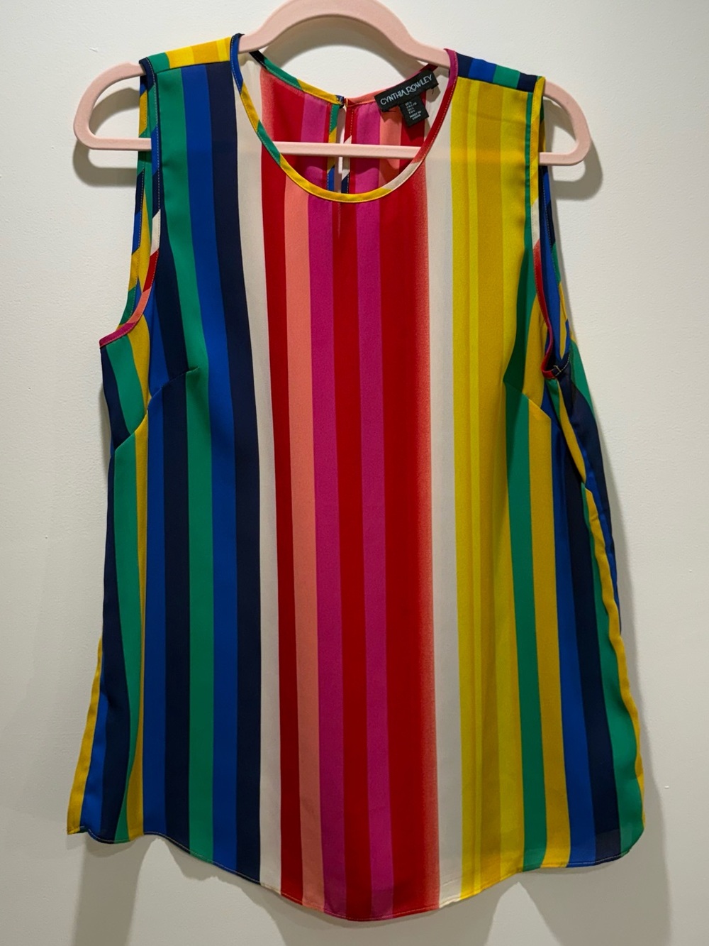 Rainbow Stripe Blouse Colorful Workwear Top Pride Fashion Size L
